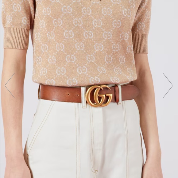 Gucci GG Marmont Wide Belt Size 85 Brown Leather (tan) - Picture 3 of 15